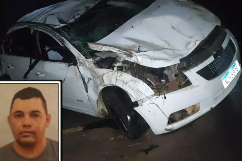 Carro capota, homem de 39 anos é arremessado para fora e morre