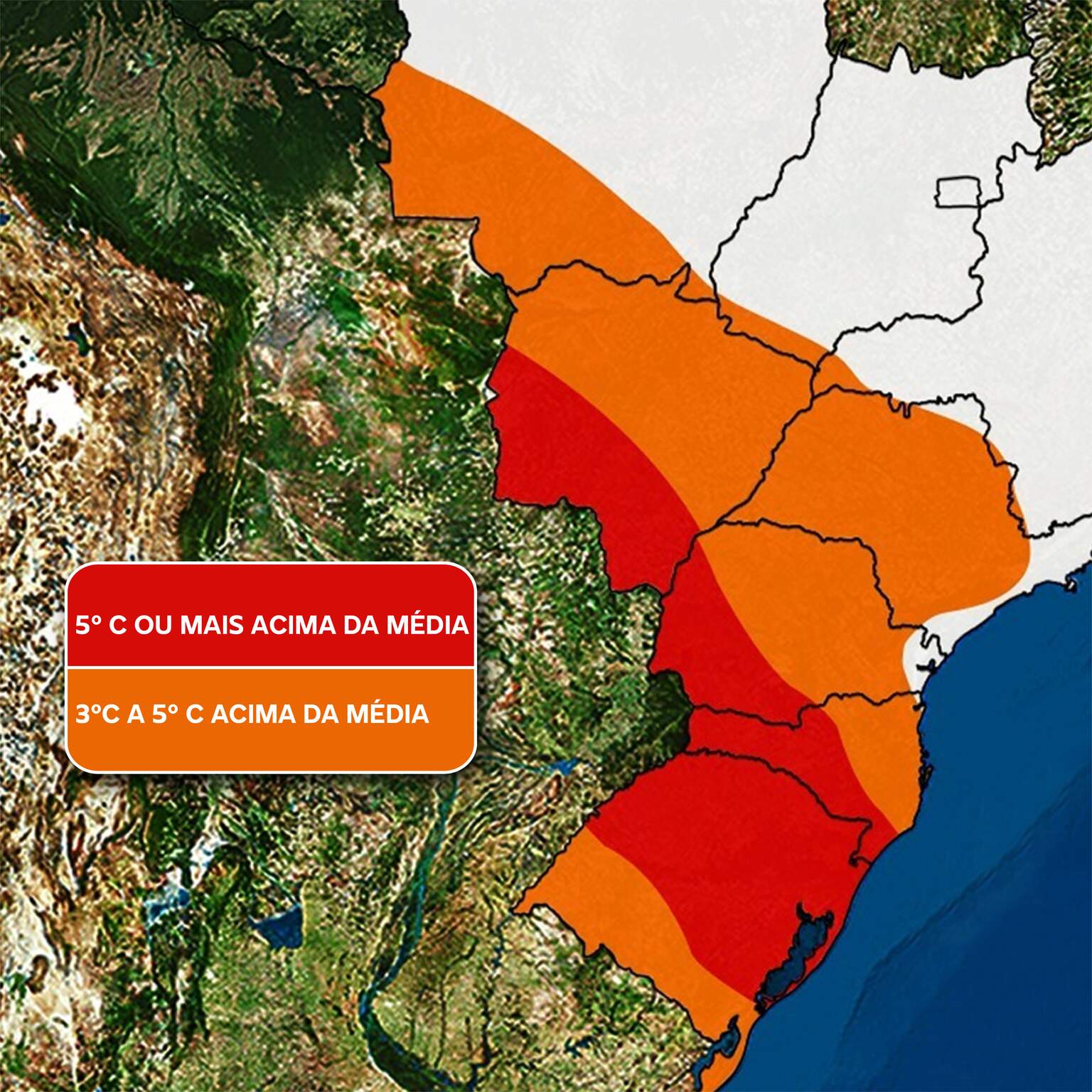 Calor? Bloqueio poderá elevar até 5°C no MS, mas frente fria vinda do RS, pode romper a partir de sexta-feira